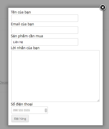Tạo hiệu ứng popup cho form liên hệ của Contact Form 7
