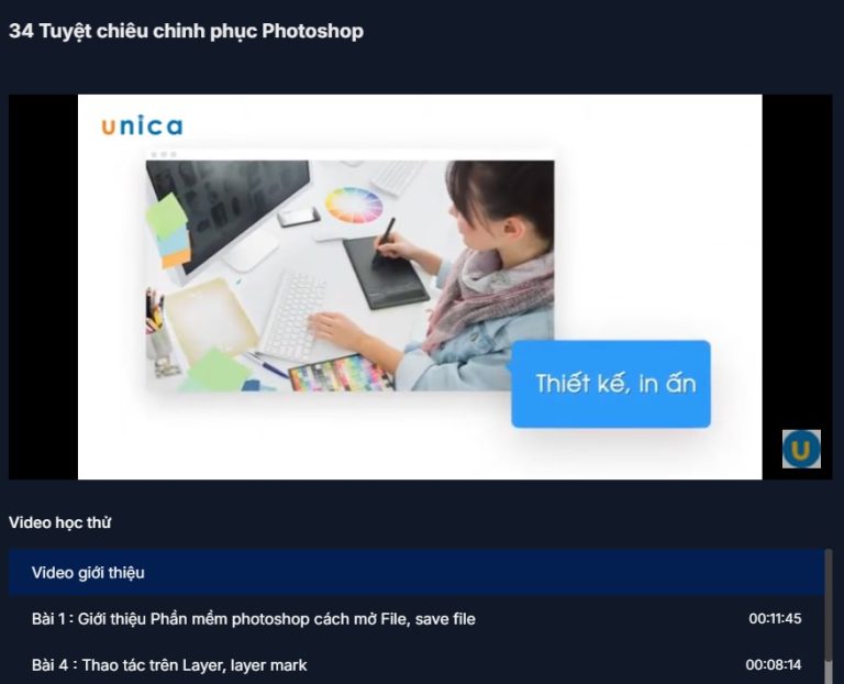 Share Khóa Học 34 Tuyệt chiêu chinh phục Photoshop (Unica)