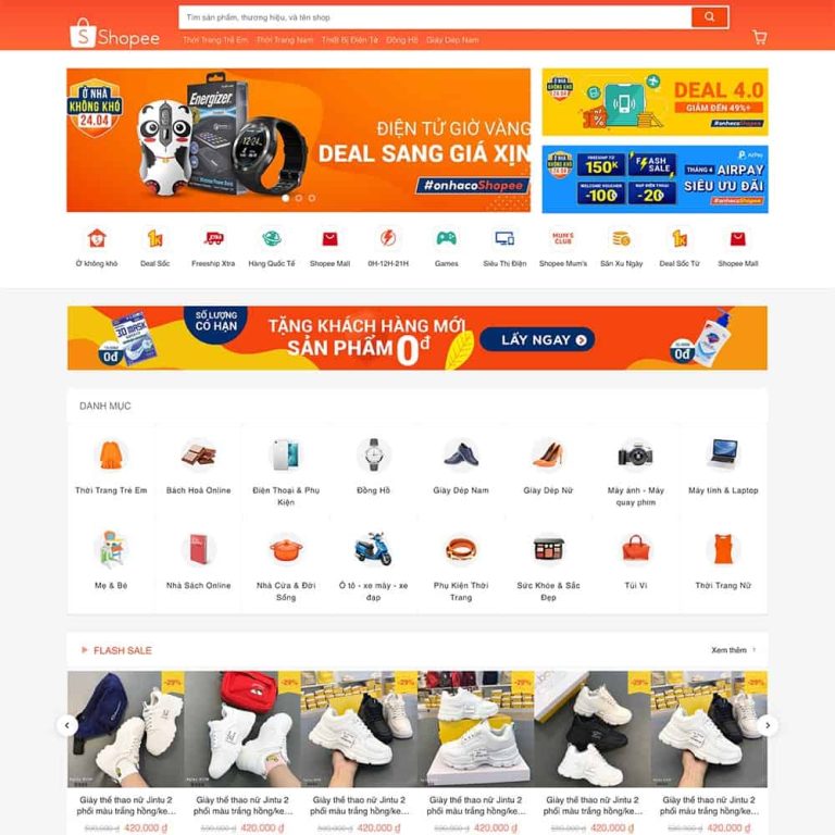 Share code website bán hàng giống Shopee – wordpress