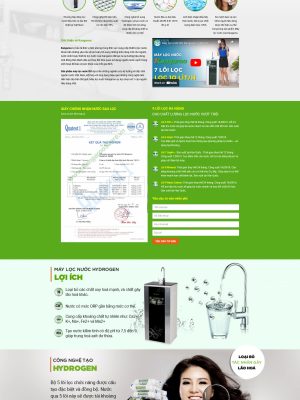 Giao diện website bán máy lọc nước hydrogen (Landing page) -Theme Wordpress - GDBH0018