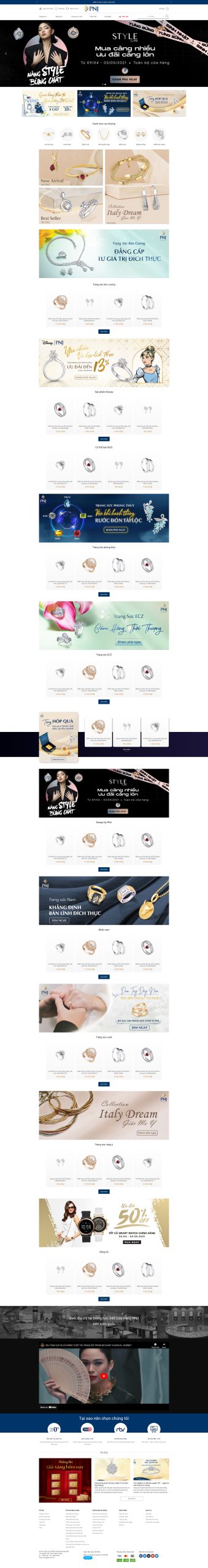 Giao diện website trang sức, vàng bạc PNJ - Web bán hàng TMDT Wordpress - GDTT0005