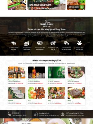 Code website nhà hàng, thực phẩm đẹp nhất 2026 -  Đặt bàn, đặt món - GDBH0068